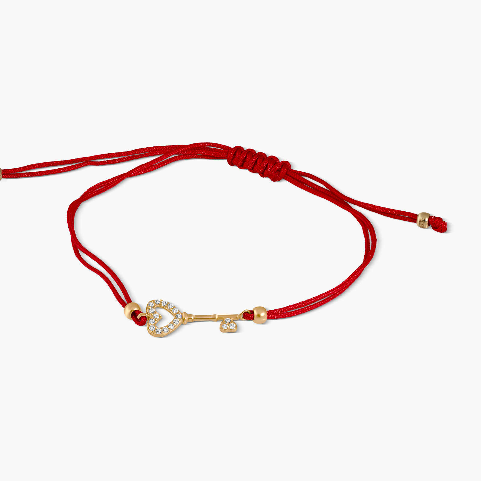 צמיד מפתח מזהב 14K בשילוב חוט אדום