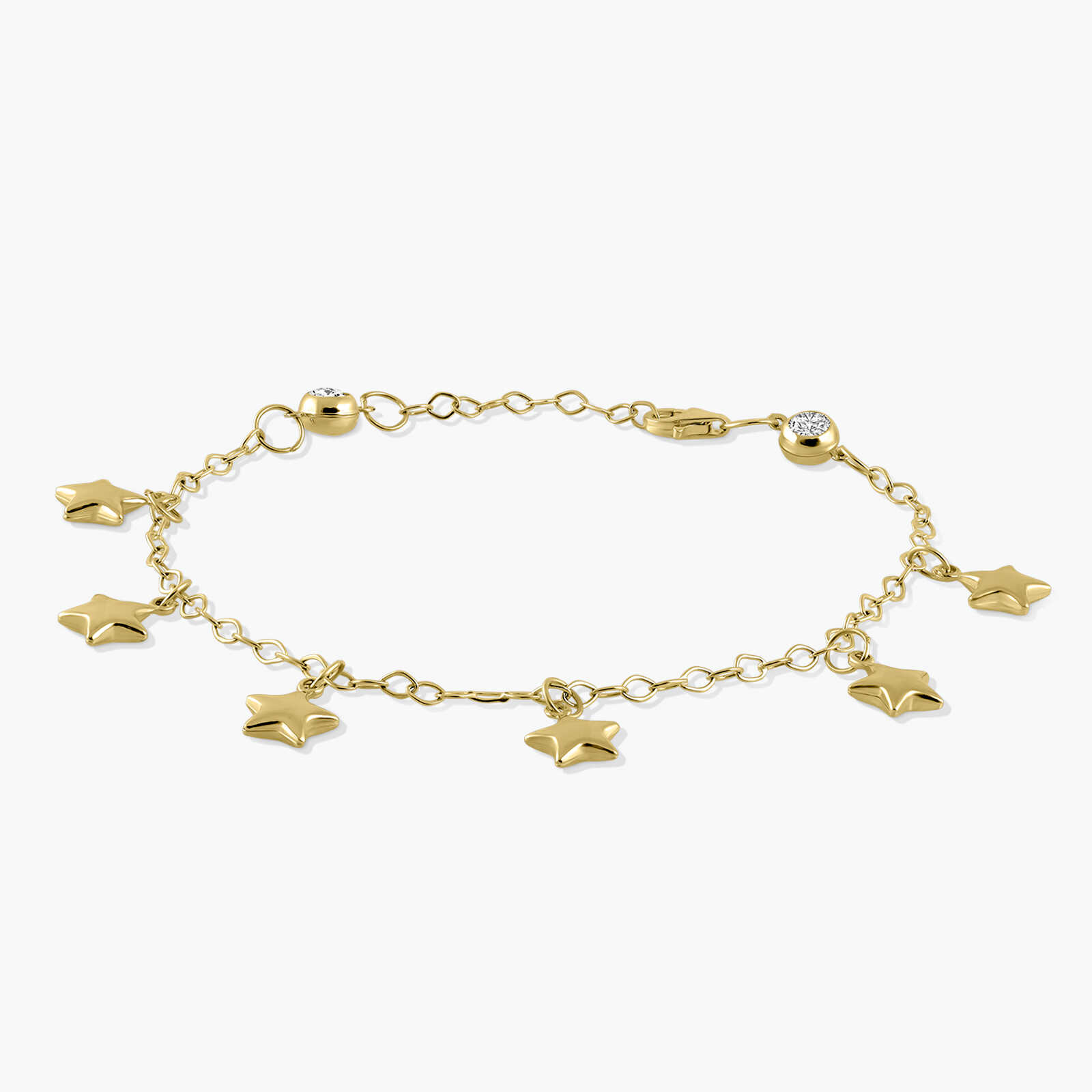 צמיד זהב עם  6 צ'ארמים כוכבים