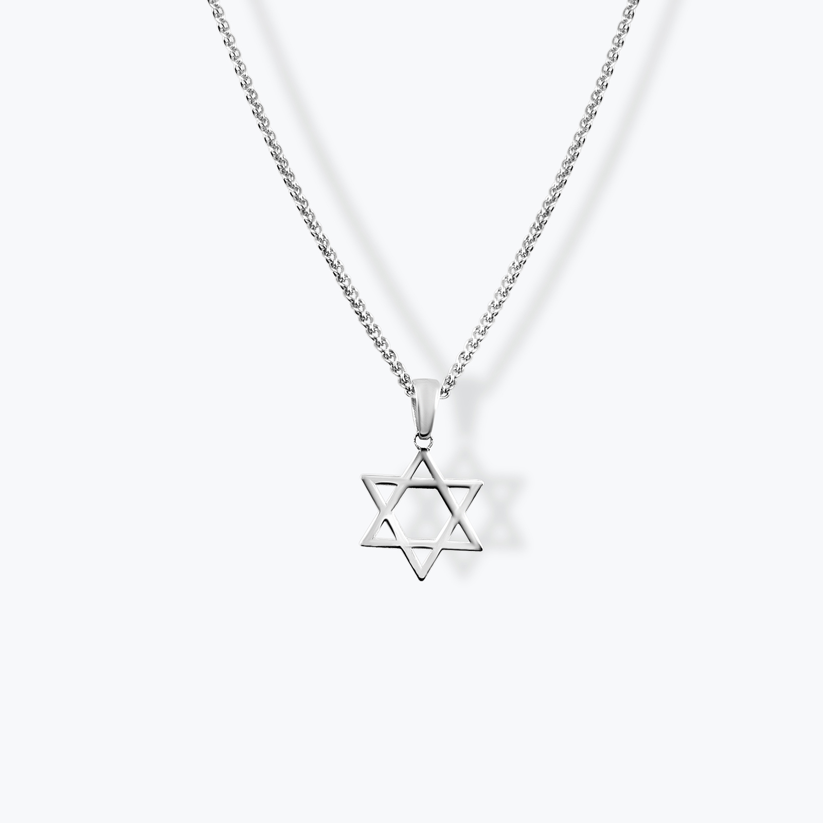 תליון מגן דוד זהב לבן 14K קלאסי