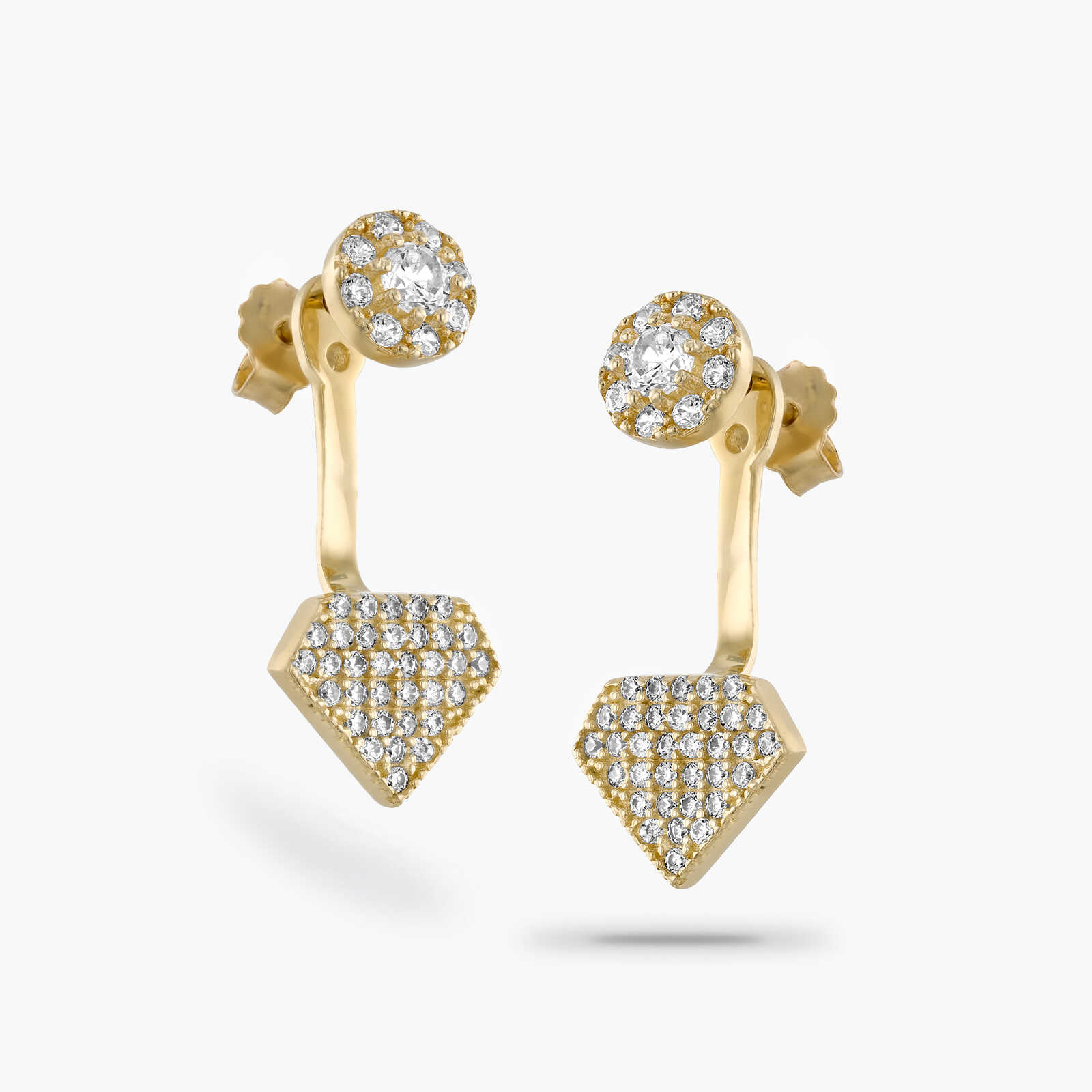 עגיל זהב משובץ