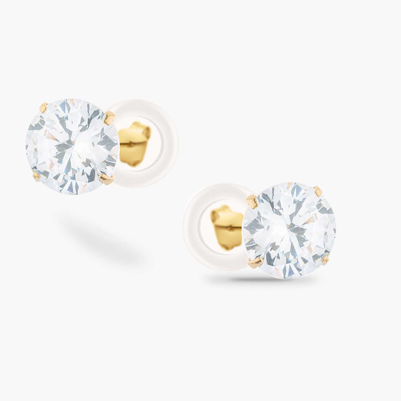 עגיל זהב צמוד משובץ זרקון בקוטר 5 מ"מ