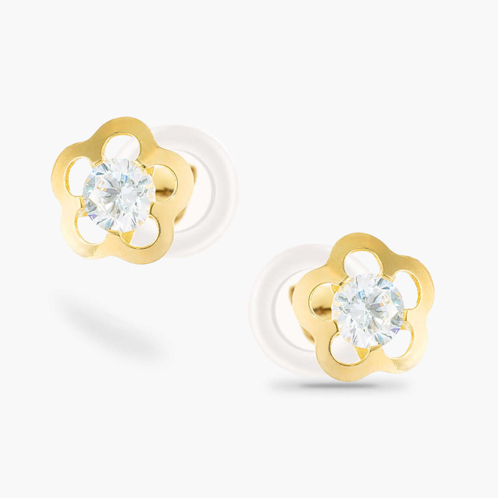 עגיל זהב משובץ