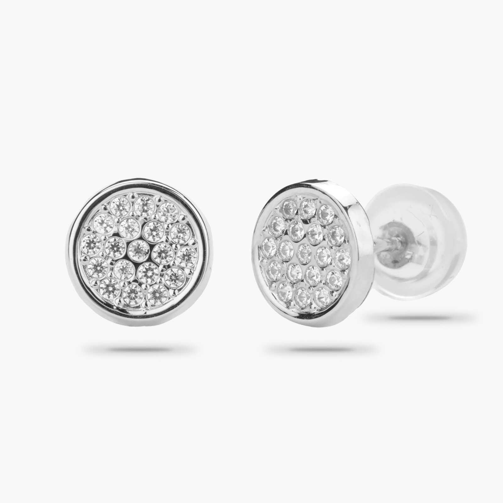 עגילי זהב עגולים משובצים זרקונים