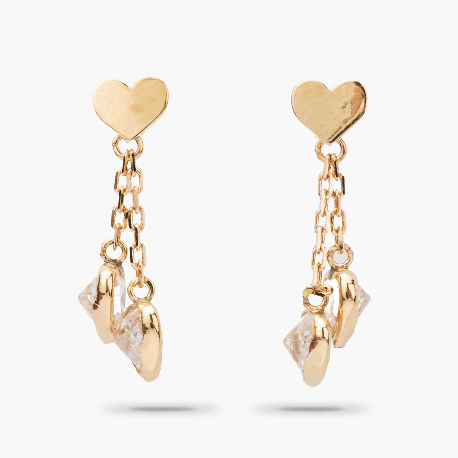 עגילי לב זהב ארוכים