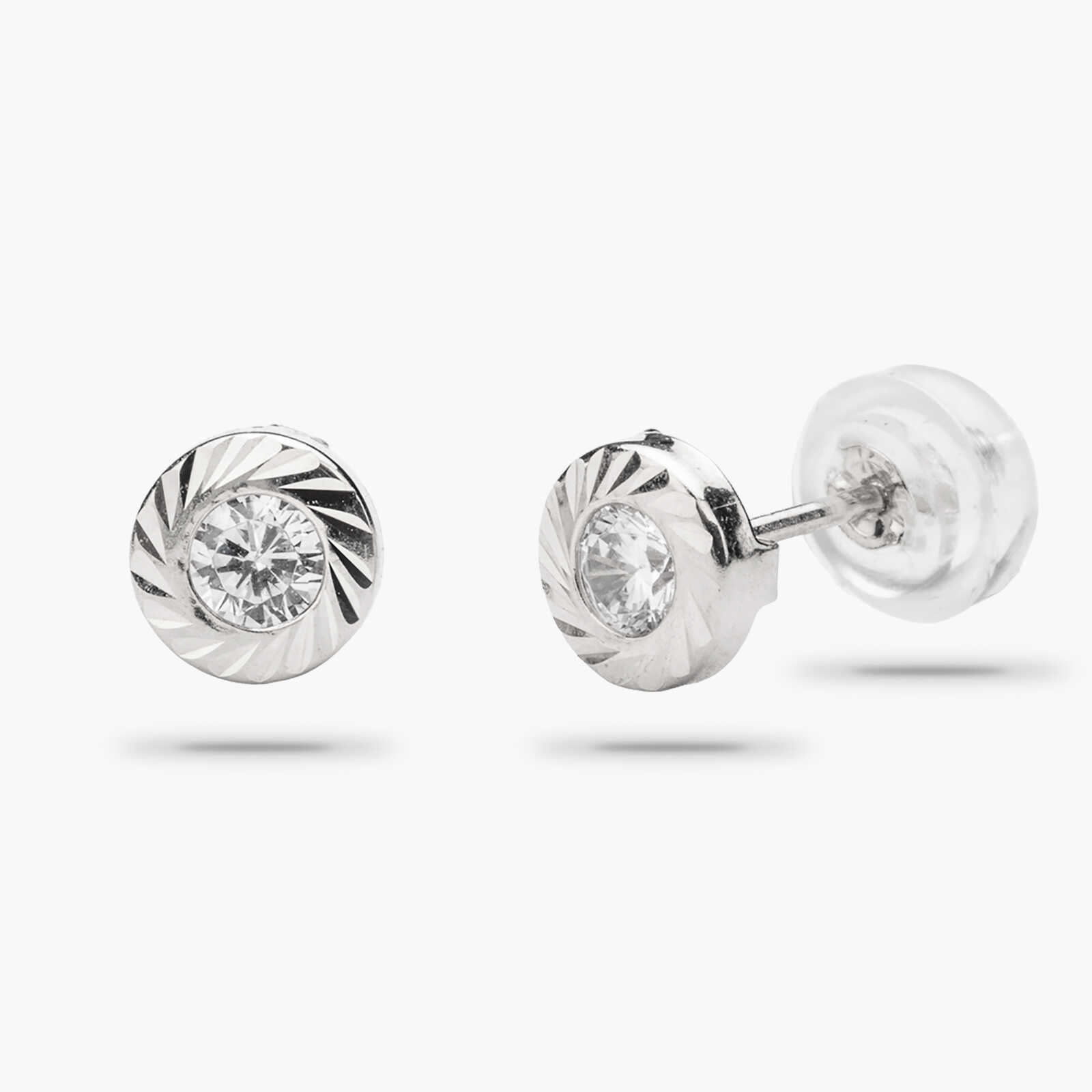 עגילי זהב בחיתוך לייזר משובץ זרקון