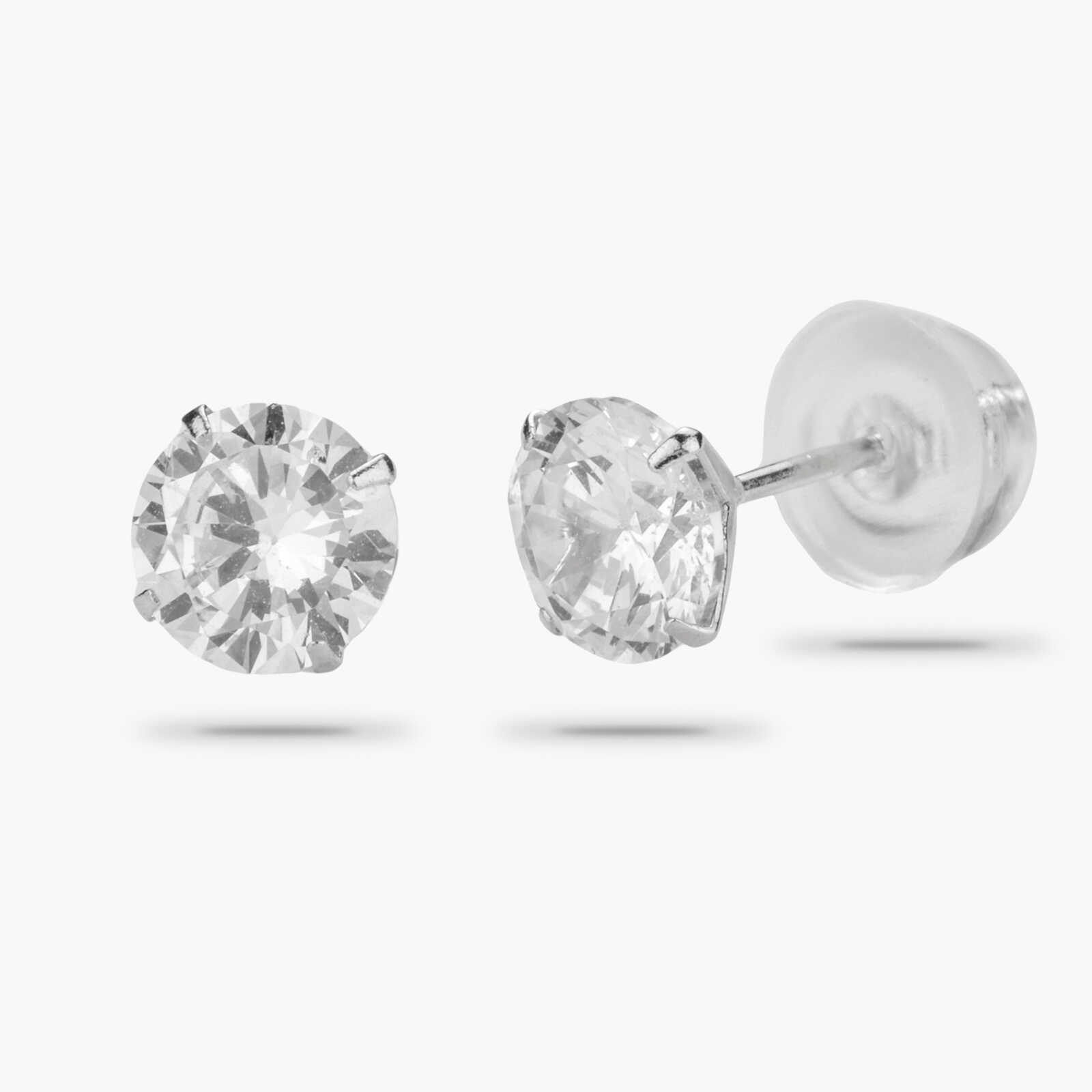 עגילי זהב צמודים משובצים זרקון