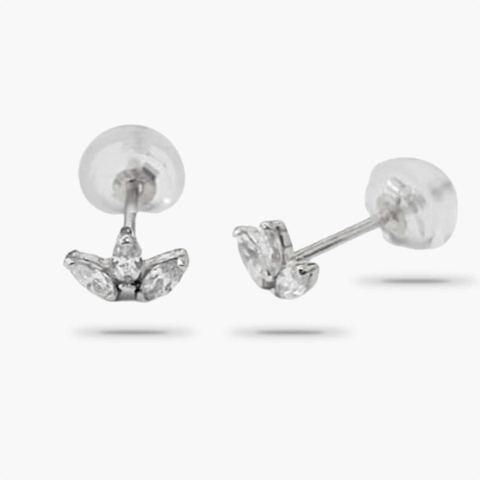 עגילי חצי פרח משובצים זרקונים