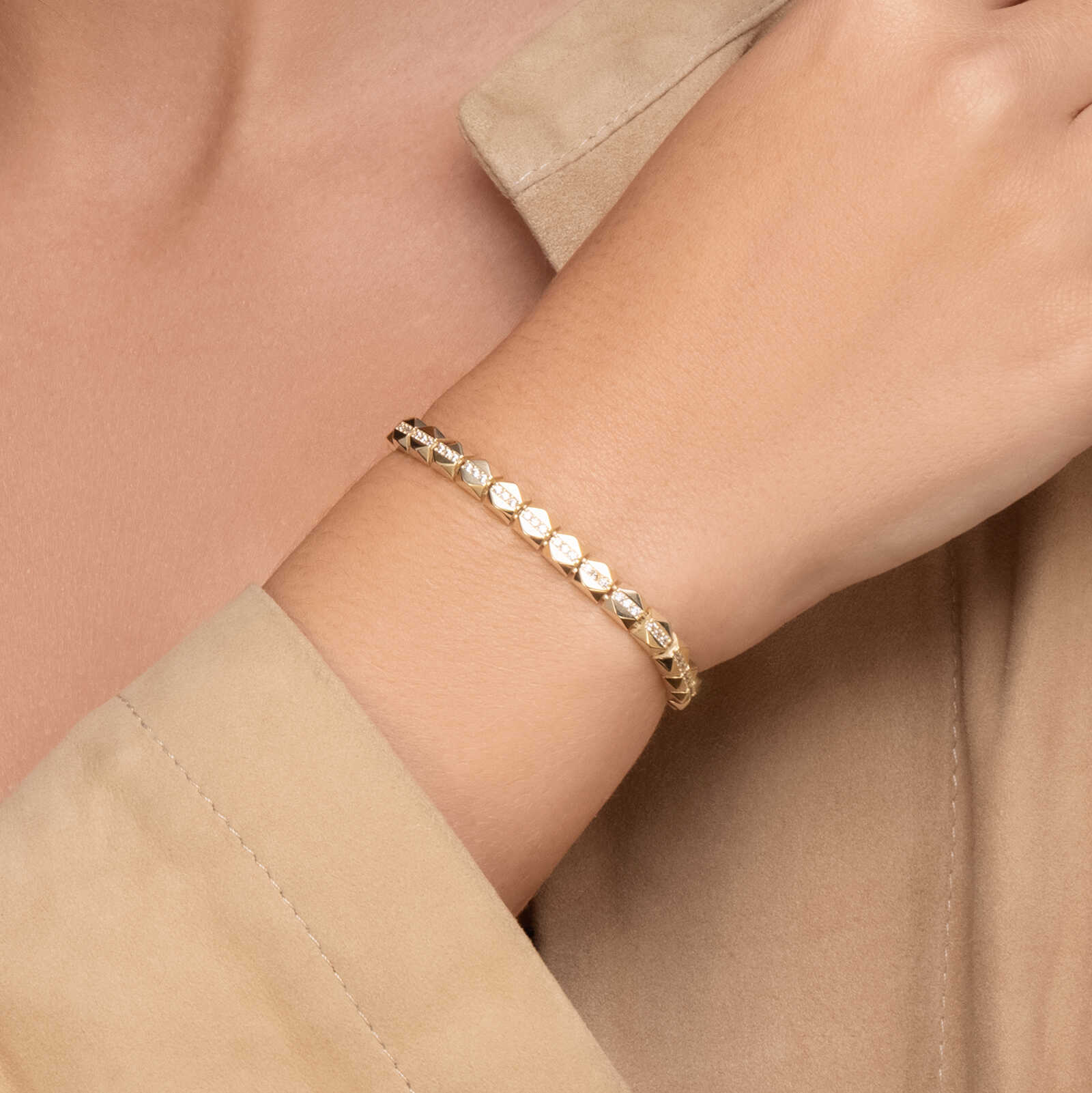 צמיד דון- זהב בשיבוץ זרקונים