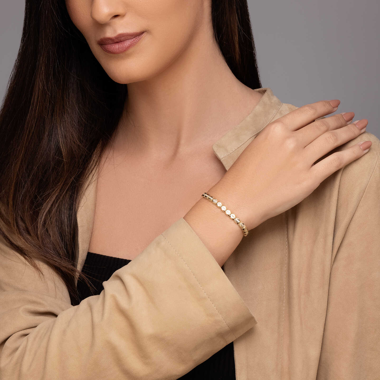 צמיד דון- זהב בשיבוץ זרקונים