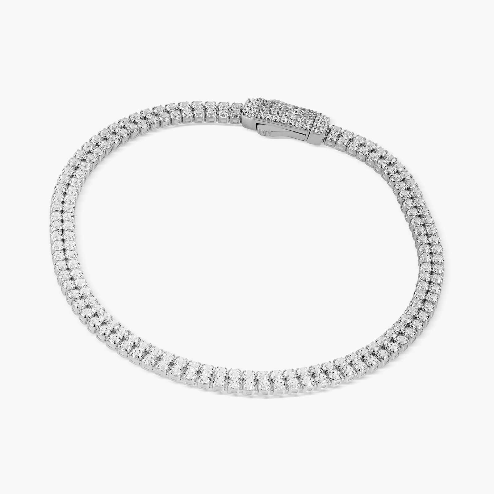 צמיד טניס כפול מזהב 14K בשיבוץ זרקונים נוצצים