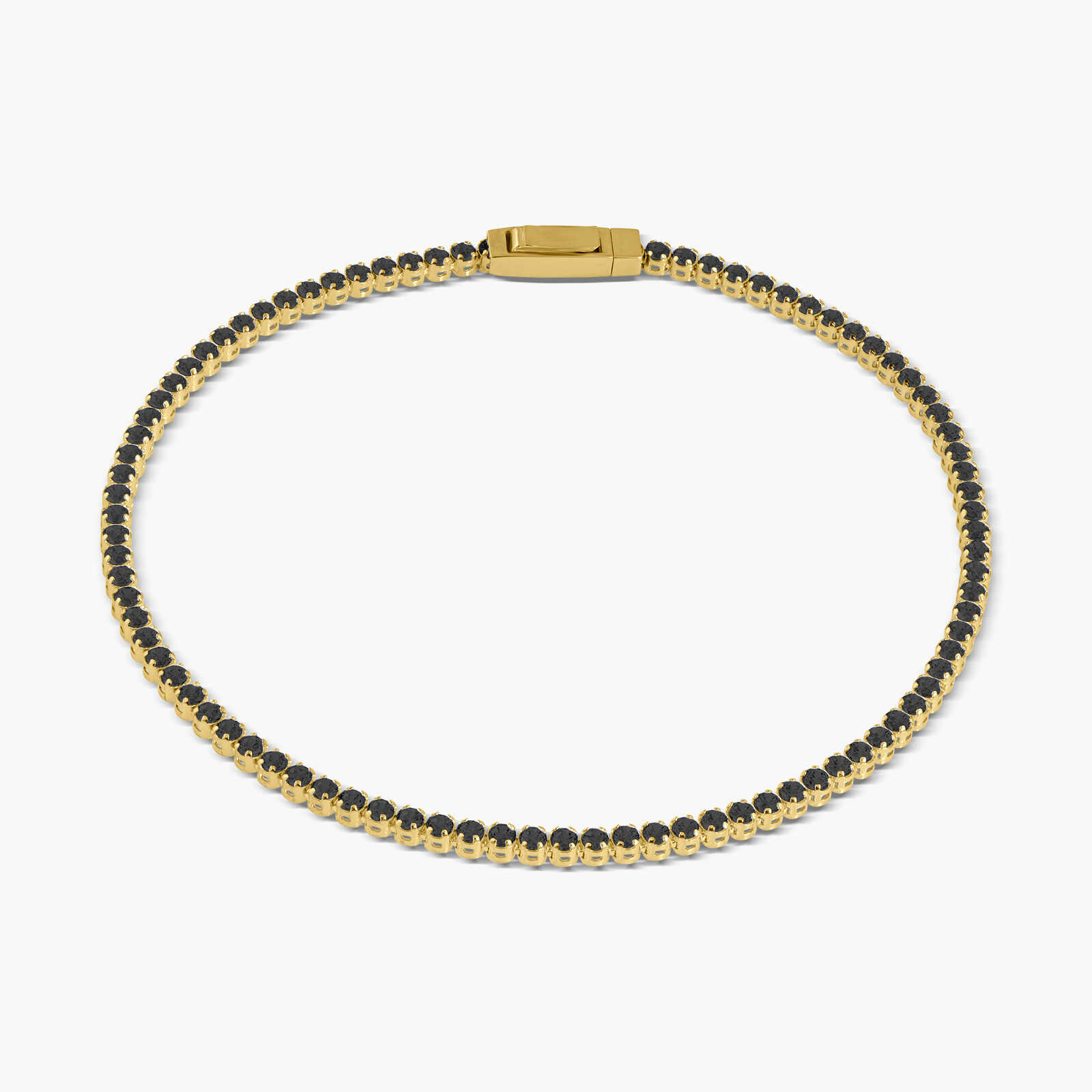 צמיד זהב 14K במראה טניס ובשיבוץ זרקונים שחורים