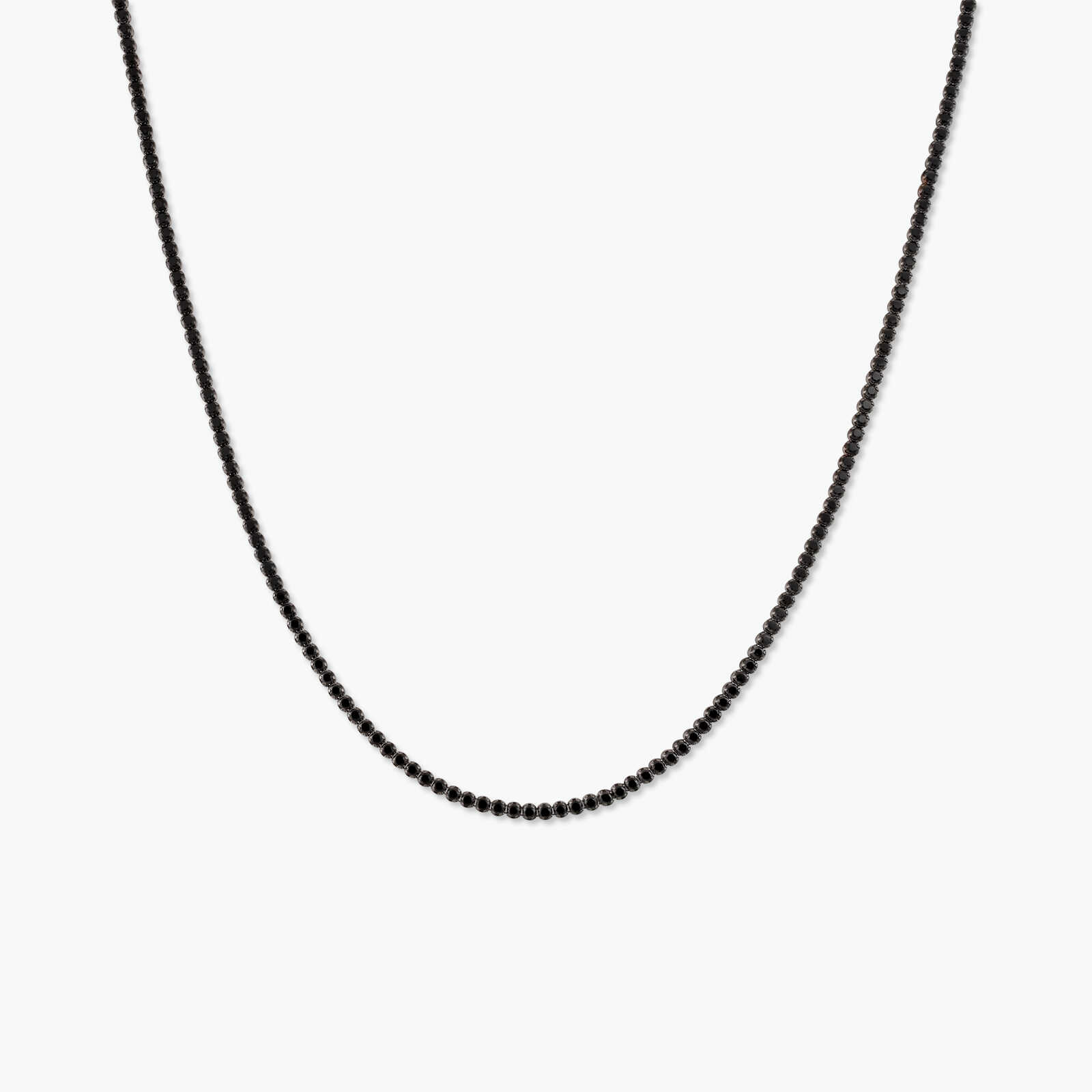 שרשרת טניס מזהב 14K בשיבוץ זרקונים שחורים