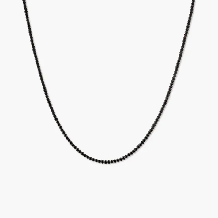 שרשרת טניס מזהב 14K בשיבוץ זרקונים שחורים