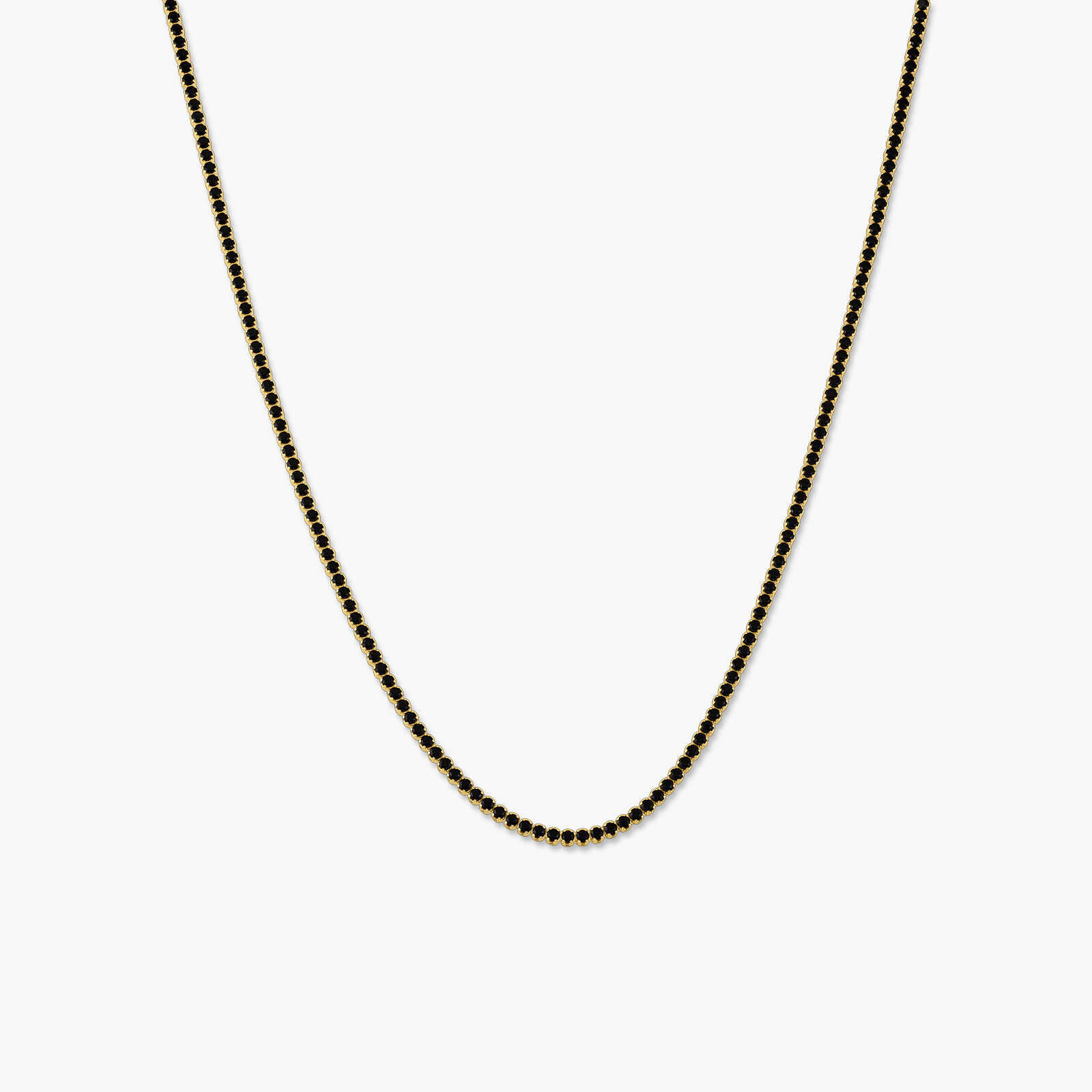 שרשרת טניס מזהב 14K בשיבוץ זרקונים שחורים