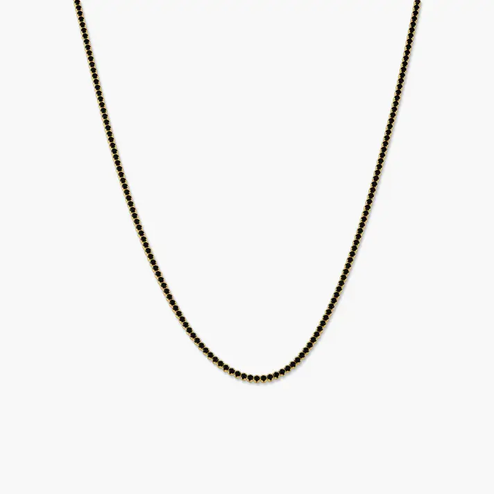 שרשרת טניס מזהב 14K בשיבוץ זרקונים שחורים