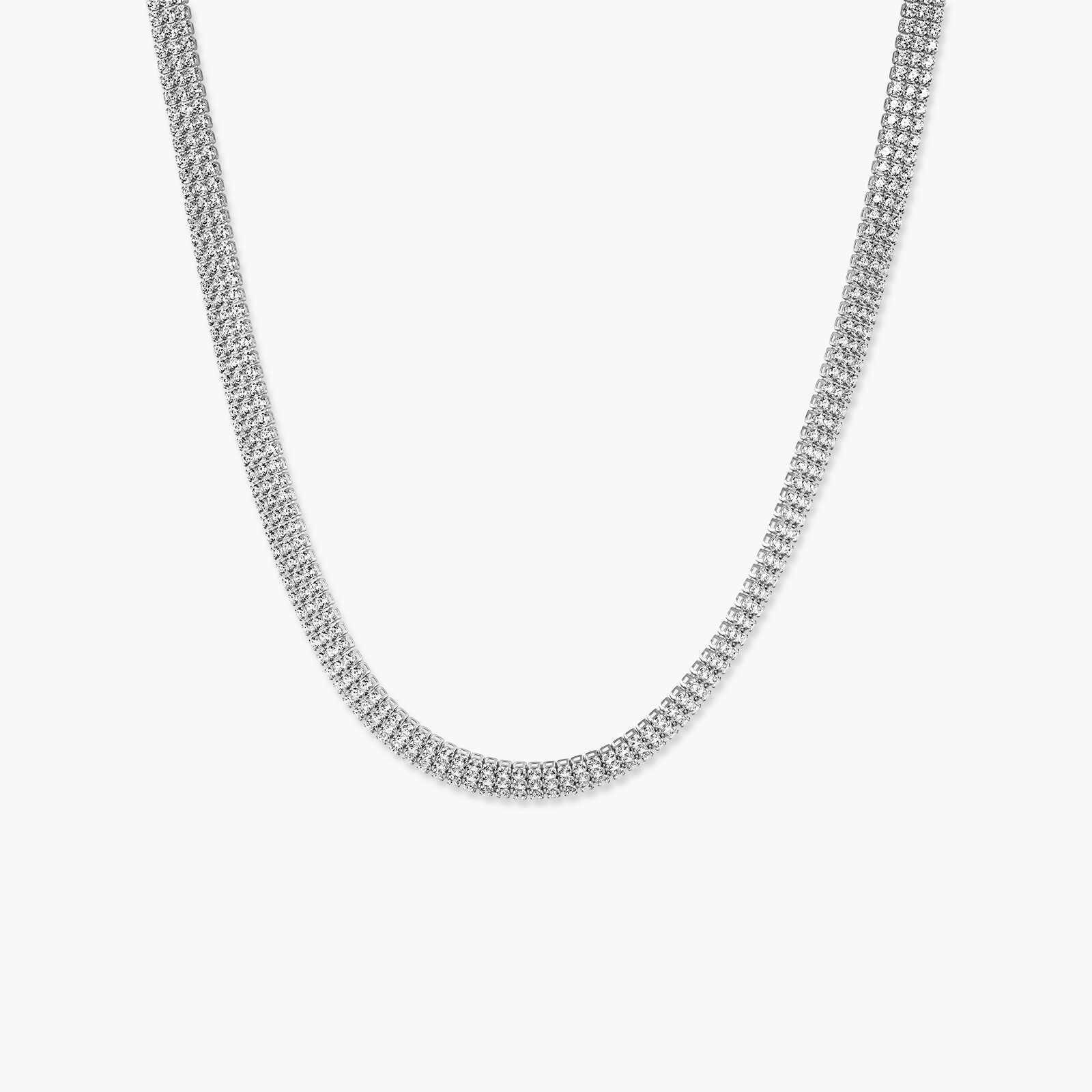 שרשרת צ'וקר טניס מזהב 14K בשיבוץ שלוש שורות של זרקונים