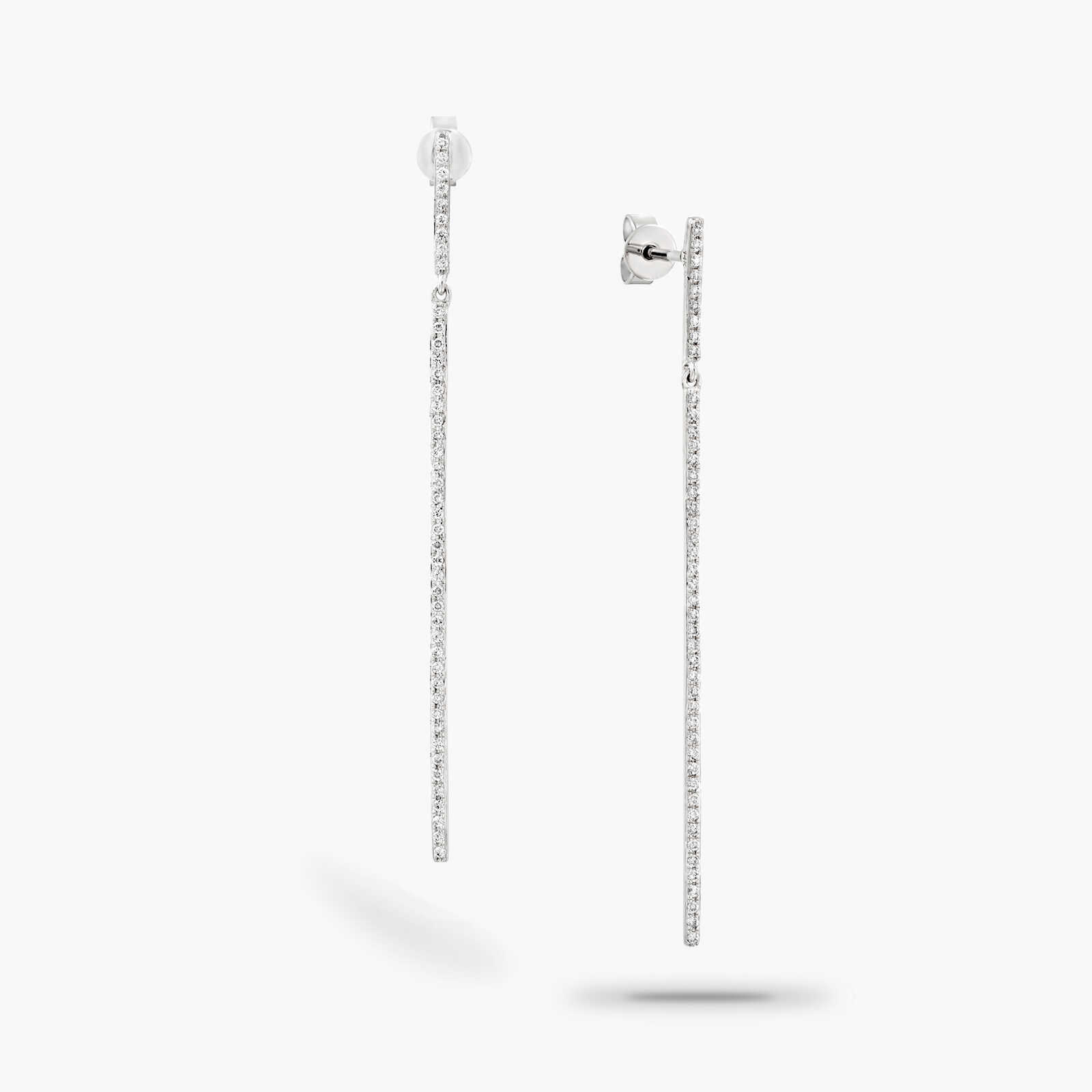 עגילי זהב באורך 4.7 ס"מ בשיבוץ יהלומים