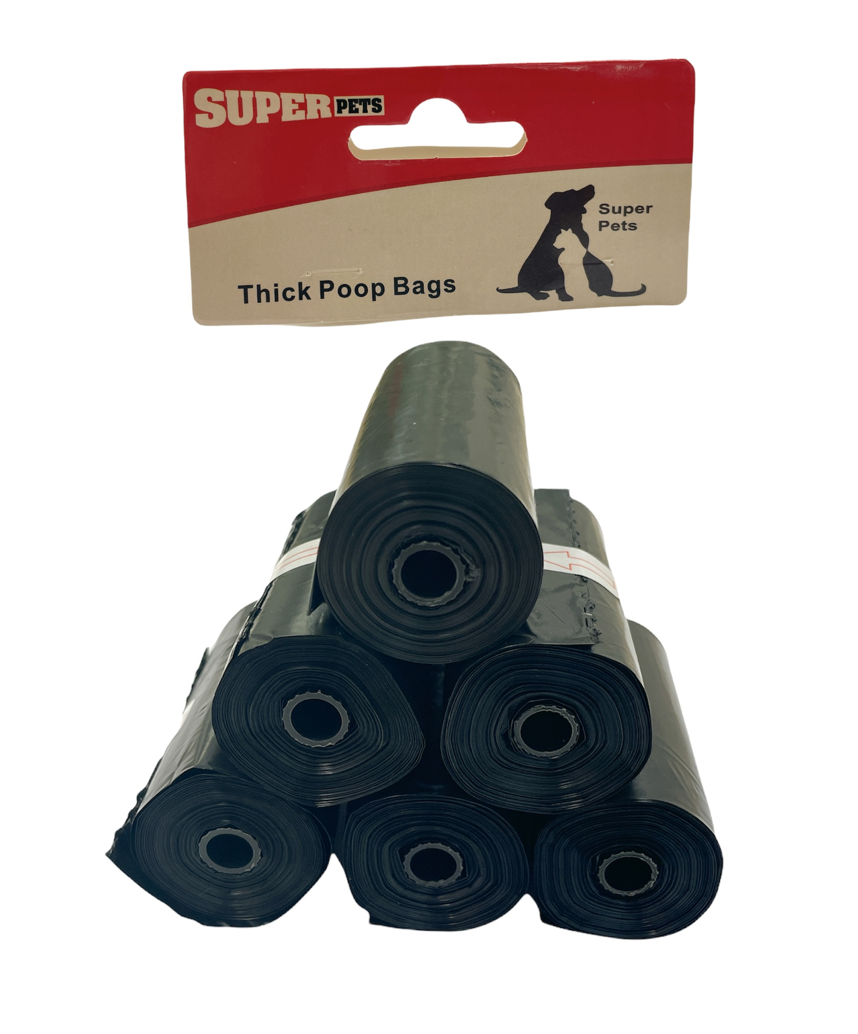 6 גלילי שקיות לאיסוף צרכי הכלב בצבע שחור