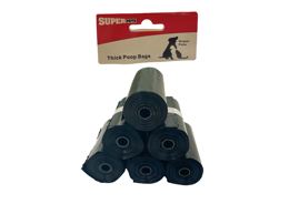 6 גלילי שקיות לאיסוף צרכי הכלב בצבע שחור