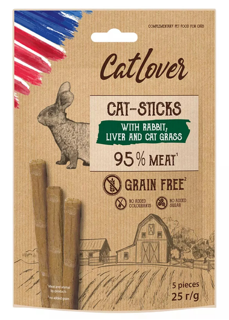 סטיקים לחתול בטעם ארנב, כבד, ועשב
