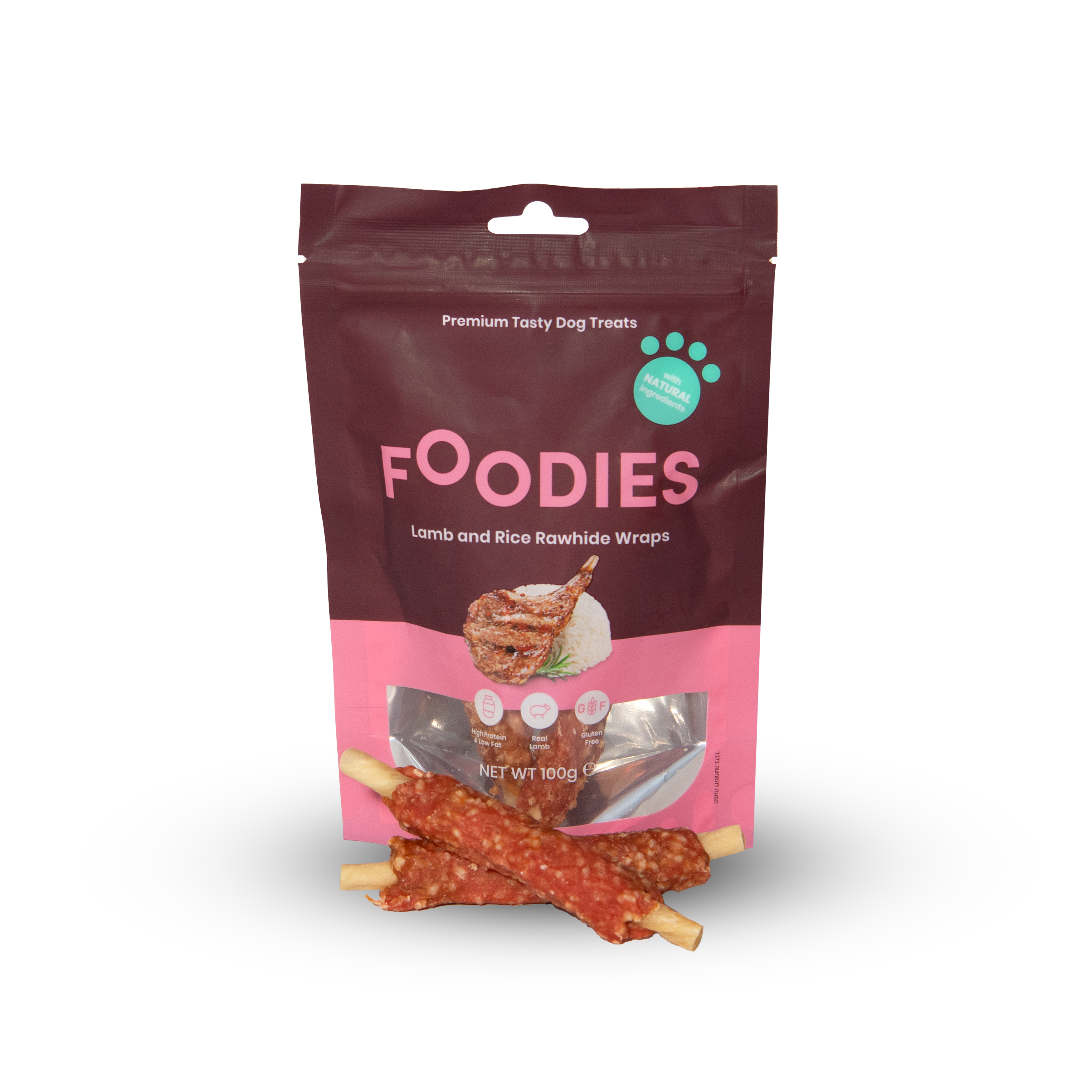 חטיף פודיס לכלב גלילת כבש אורז ועור בקר 100 גרם