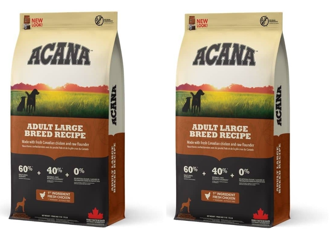 שני שקי אקאנה לכלב בוגר גזע גדול 17ק"ג כל שק