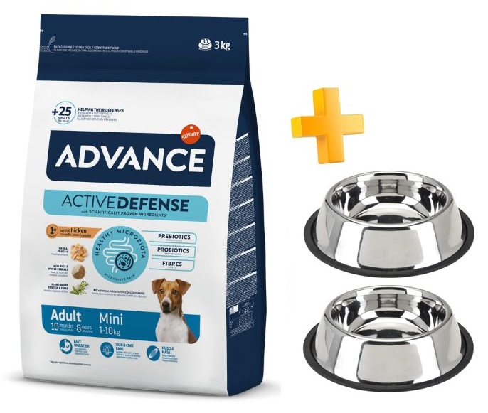 מבצע! בקניית אדוונס מזון יבש לכלב בוגר מגזע קטן עוף קבל 2 קערות נירוסטה במתנה