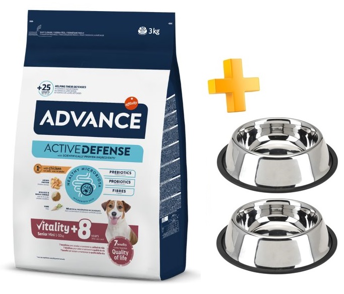 מבצע! בקניית אדוונס מזון יבש לכלב מבוגר מגזע קטן עוף קבל 2 קערות נירוסטה במתנה