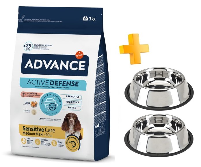 מבצע! בקניית אדוונס מזון יבש לכלב בוגר סלמון קבל 2 קערות נירוסטה במתנה