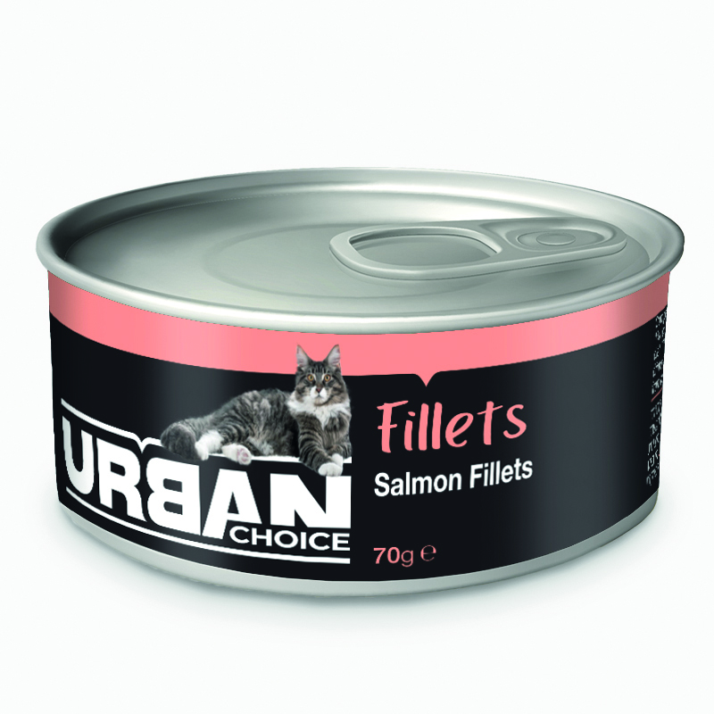 מגש שימורים לחתול נתחוני סלמון 24 יחידות