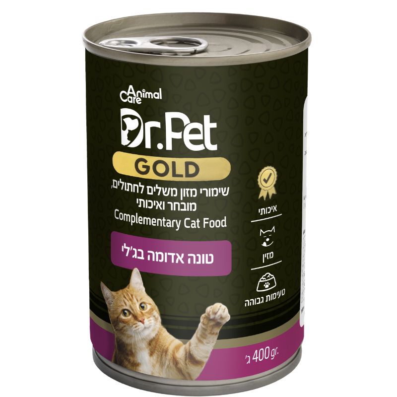 מגש שימורי דר פט גולד טונה אדומה בג'לי לחתול (24 יחידות)