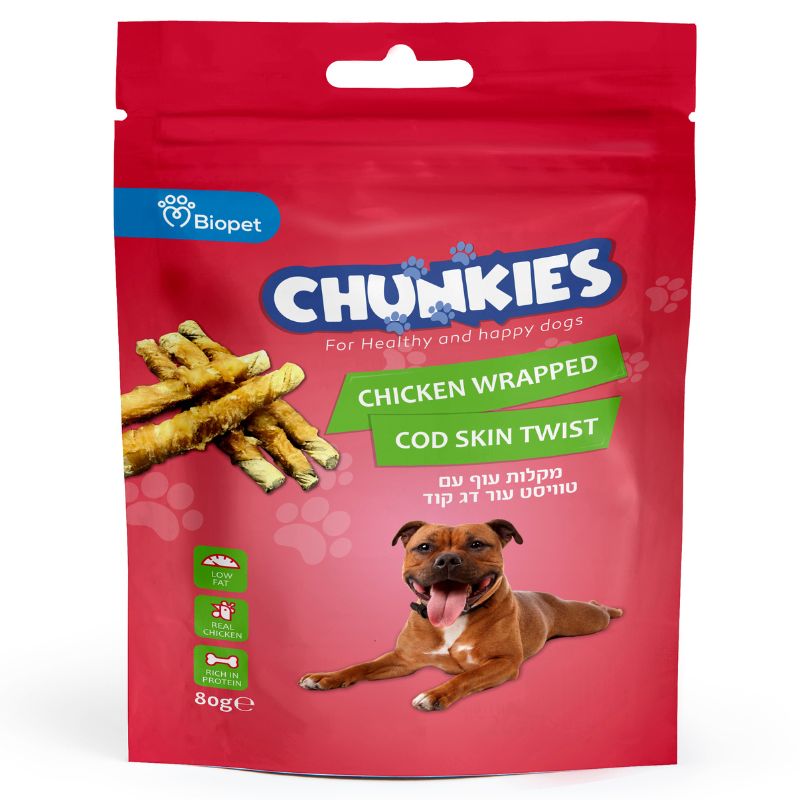 צ'אנקיז מקלות מעור דג בציפוי עוף