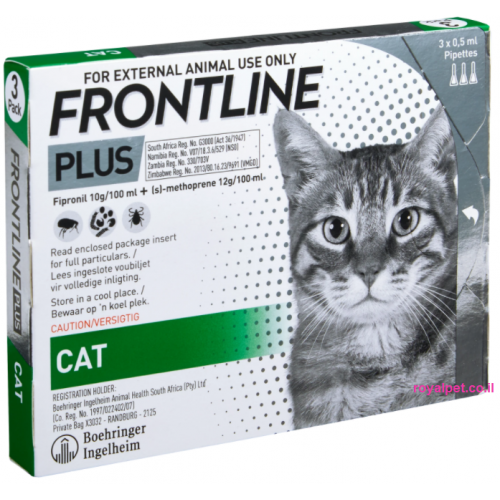 טיפות למניעת פרעושים וקרציות בחתולים פרונטליין פלוס 