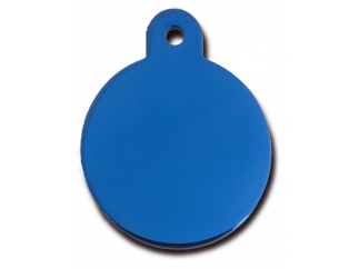 תג שם לכלב עגול גדול כחול מבריק 
