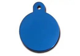 תג שם לכלב עגול גדול כחול מבריק