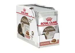 מארז 12 יחידות רויאל קנין פאוץ' לחתול אייג'ינג 12+ ברוטב