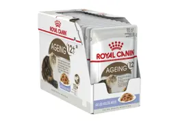 מארז 12 יחידות רויאל קנין פאוץ' לחתול אייג'ינג 12+ בג'לי