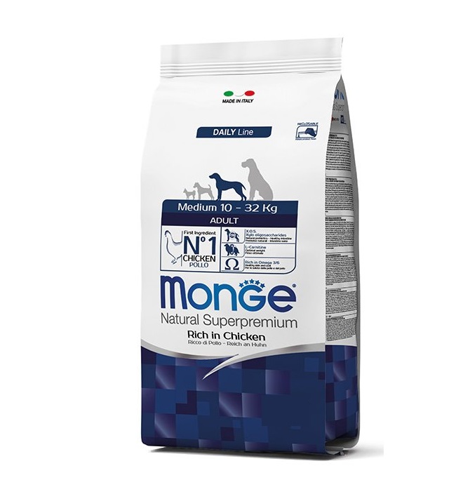 מונג' לכלב בוגר מגזע בינוני עוף ואורז