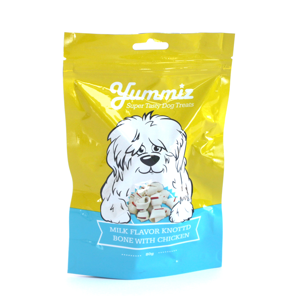 יאמיז לכלב עצמות קשר בטעם חלב עם עוף