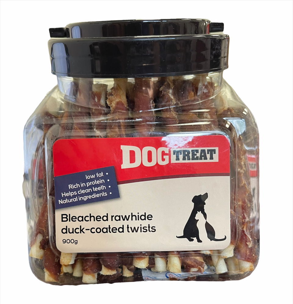 צנצנת חטיפי טוויסט באפלו עם ברווז סופר פט