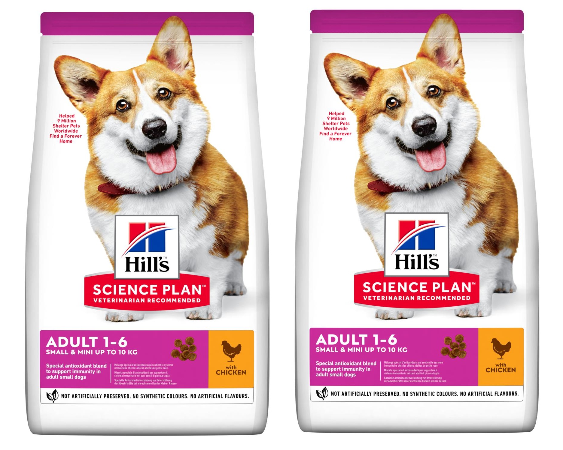 2 שקי הילס לכלב בוגר מגזע קטן עוף 3ק"ג כל שק 