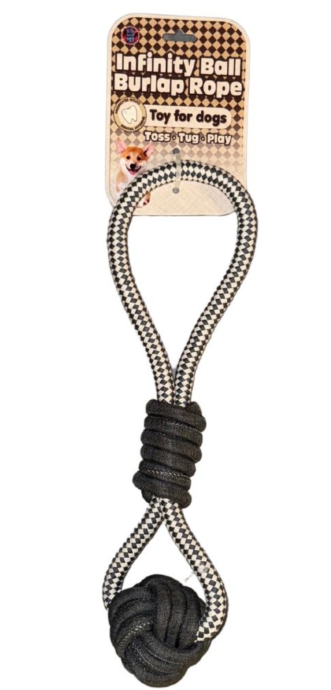 צעצוע חבל עם כדור בד לכלב
