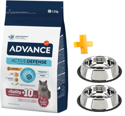 מבצע! בקניית אדוונס מזון יבש לחתול מבוגר מסורס/מעוקרת קבל 2 קערות נירוסטה במתנה